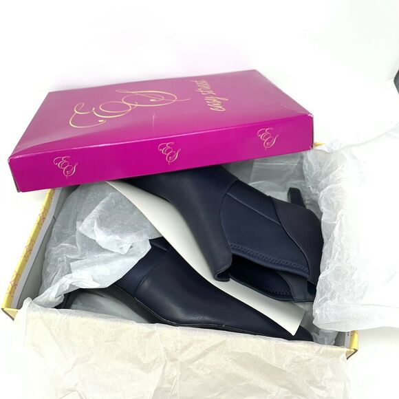 Easy Street Saint Faux Leather Ankle Boot Navy 10W - Picture 2 of 7